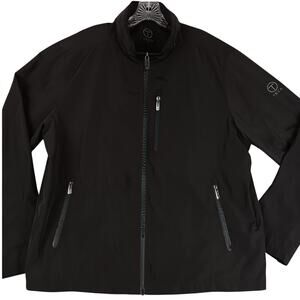 Tumi Tech Softshell Jacket Mens XL Black Full Zip Packable Hood Performance